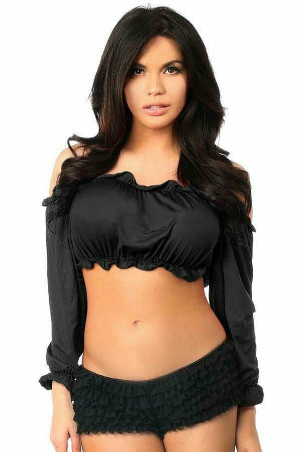 Black Long Sleeve Peasant Top - Daisy Corsets