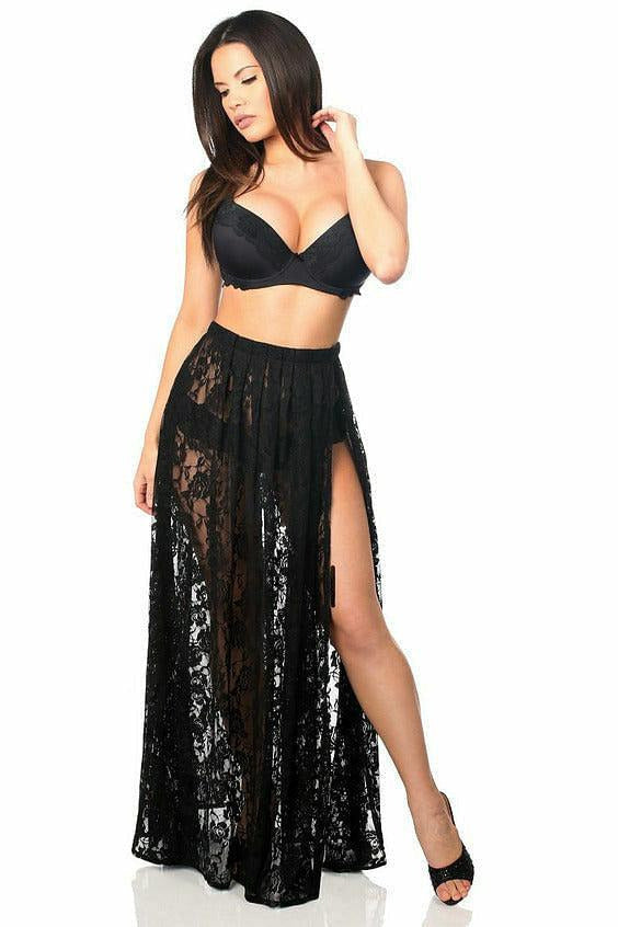 Sheer Black Lace Skirt - Daisy Corsets