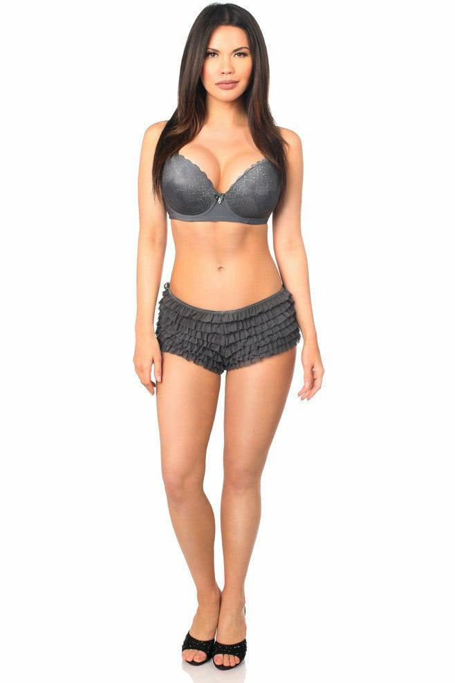 Dark Grey Ruffle Panty w/Bow - Daisy Corsets