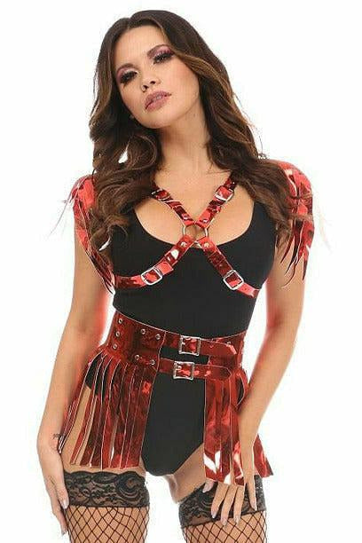 Red Metallic Fringe Skirt - Daisy Corsets