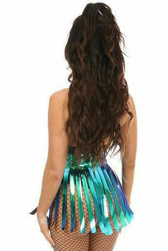 Teal/Blue Holo Fringe Skirt - Daisy Corsets