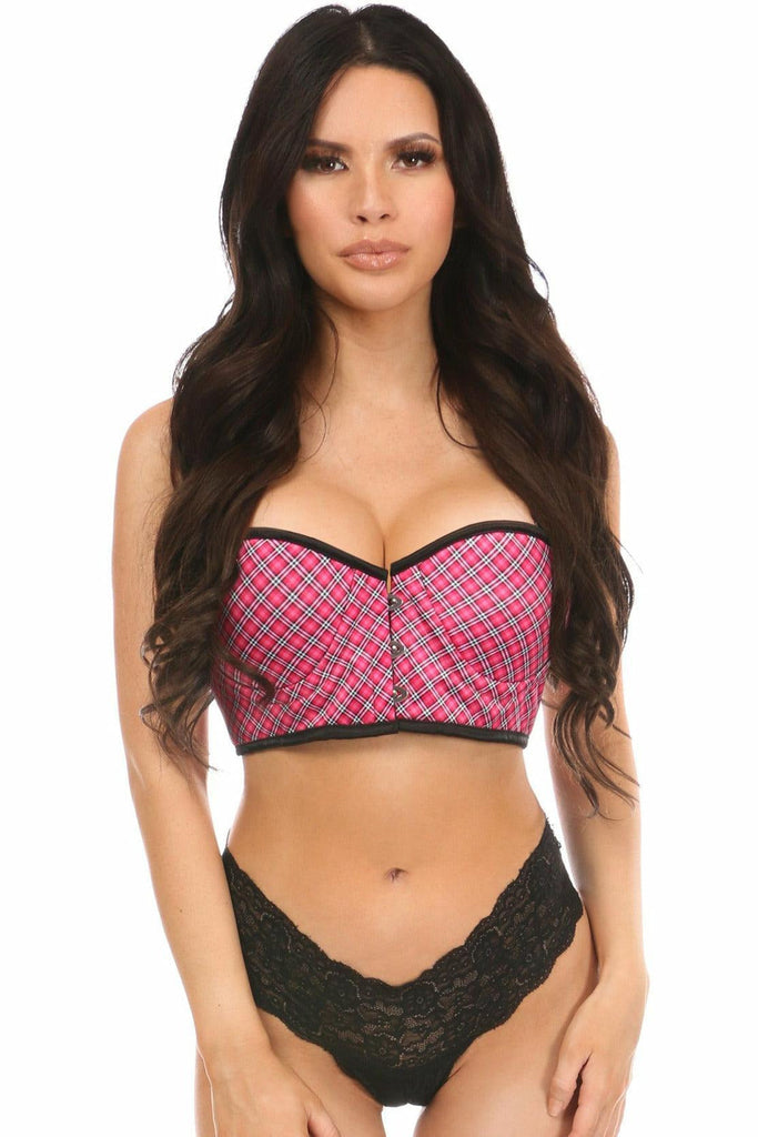 Lavish Pink Plaid Underwire Short Bustier - Daisy Corsets