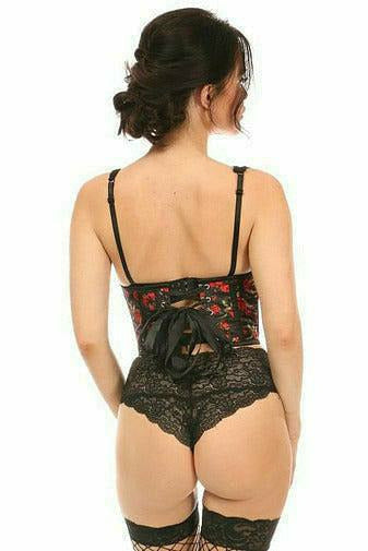 Lavish Red Roses Satin Open Cup Waist Cincher - Daisy Corsets