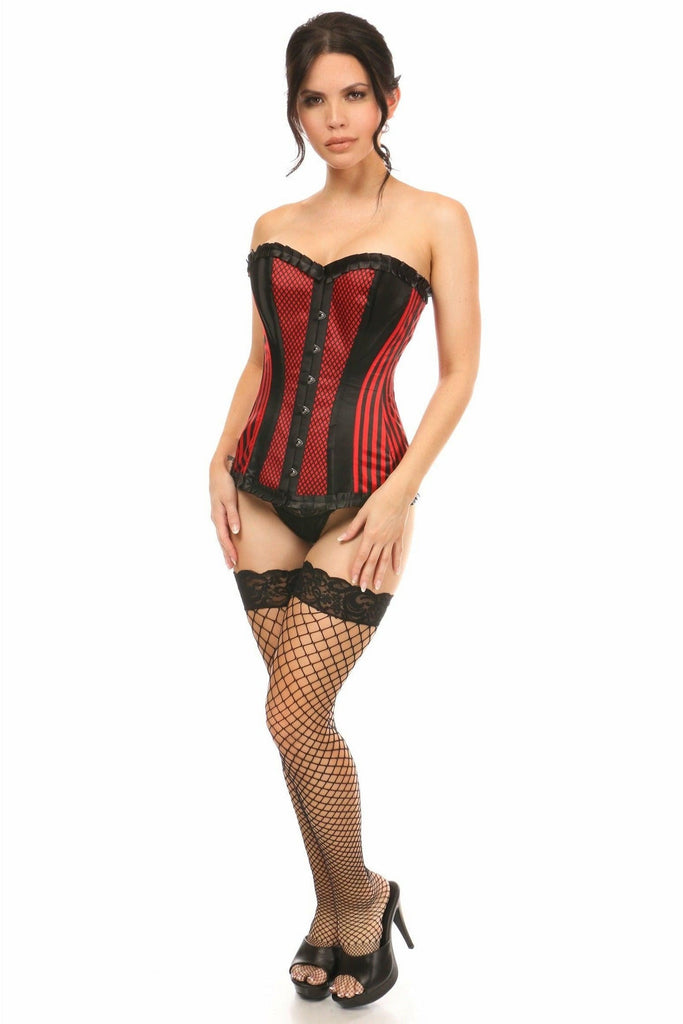 Lavish Red Burlesque Overbust Corset - Daisy Corsets