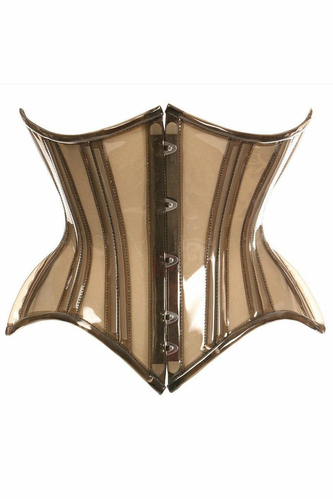 Lavish Mocha Clear Curvy Underbust Waist Cincher Corset - Daisy Corsets