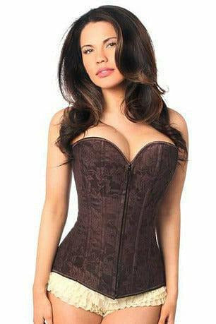 Lavish Dark Brown Lace Overbust Corset w/Zipper - Daisy Corsets