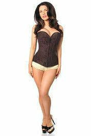 Lavish Dark Brown Lace Overbust Corset w/Zipper - Daisy Corsets