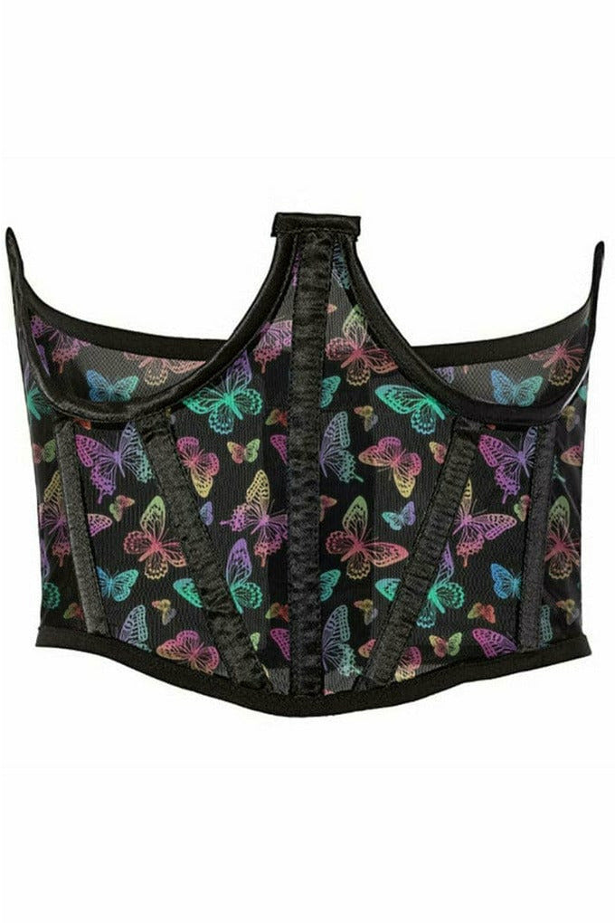 Lavish Neon Butterfly Print Mesh Open Cup Waist Cincher - Daisy Corsets