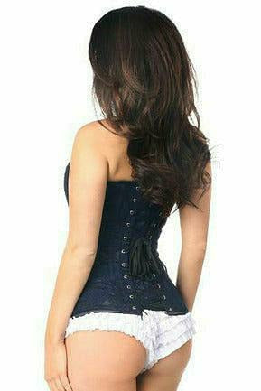 Lavish Navy Blue Lace Overbust Corset w/Zipper - Daisy Corsets