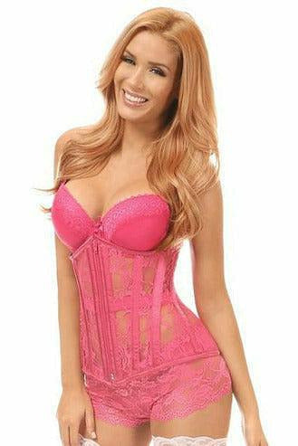 Lavish Fuchsia Sheer Lace Under Bust Corset - Daisy Corsets