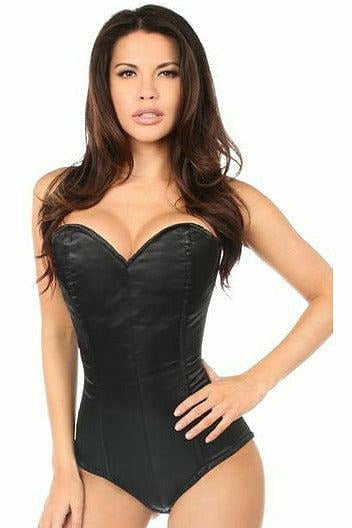 Lavish Black Satin Corset Romper - Daisy Corsets