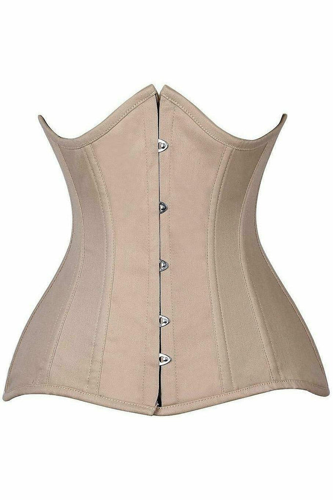 Lavish CURVY CUT Tan Cotton Under Bust Corset - Daisy Corsets