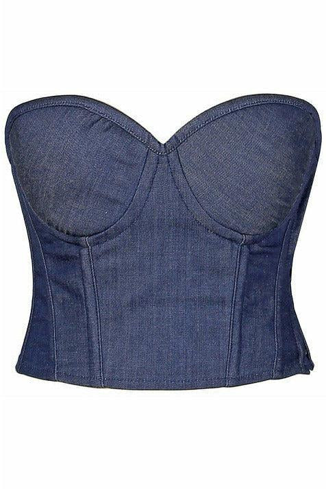 Lavish Blue Denim Underwire Bustier - Daisy Corsets