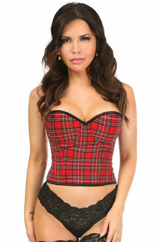 Lavish Red Plaid Underwire Bustier - Daisy Corsets