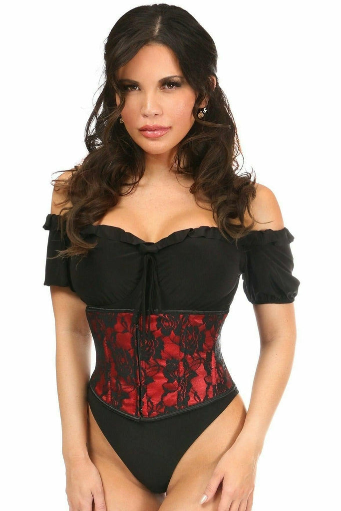 Lavish Red w/Black Lace Overlay Mini Cincher - Daisy Corsets