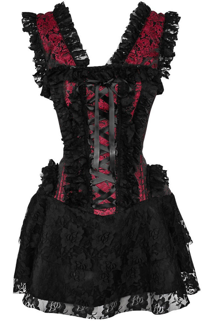 Daisy Corsets Top Drawer Steel Boned Red/Black Lace Victorian Corset Dress The Sultry Vixen Daisy Corsets Top Drawer Steel Boned Red/Black Lace Victorian Corset Dress The Sultry Vixen