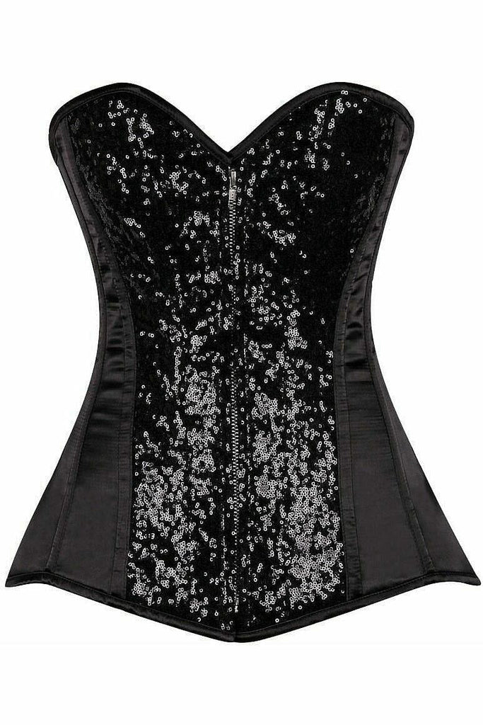 Top Drawer Black Sequin Steel Boned Corset - Daisy Corsets