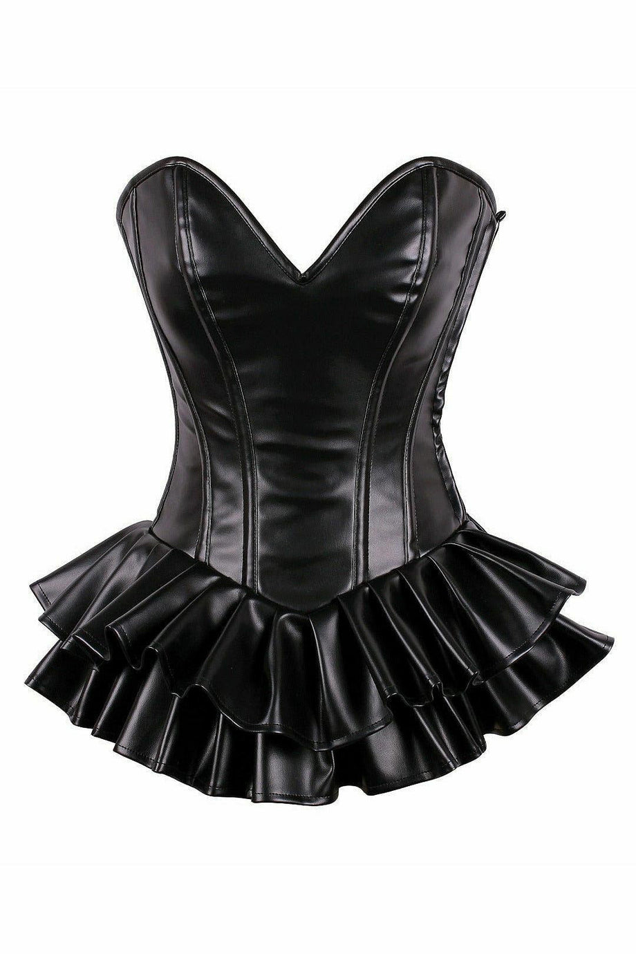 Daisy Corsets Top Drawer Black Faux Leather Steel Boned Mini Corset Dress –  The Sultry Vixen